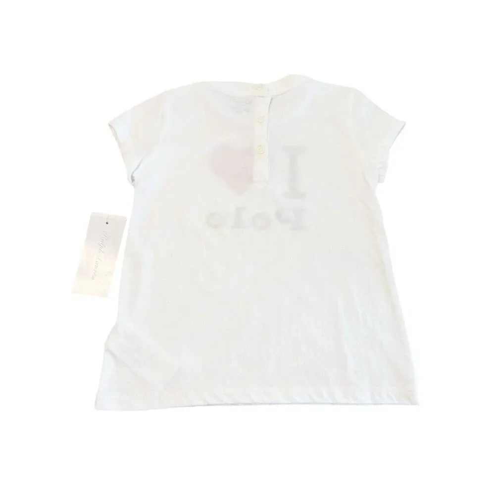 Ralph Lauren Baby 24“I ❤️ Polo” White Short Sleeve Tee Shirt Heart Size 24M NWT